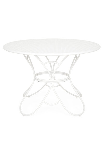 Maison Mex Round garden/terrace table, BOTANIC, H.75 D.126 cm, white