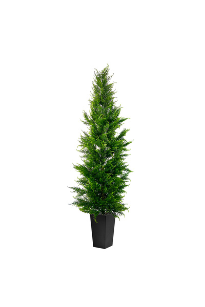 MirageBotanics 150cm Artificial Cedar Tree, Faux Cedar Tree in Black Planter ...