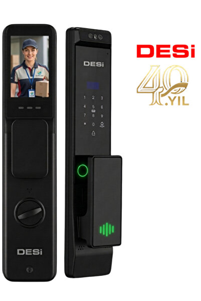 Desi QUiC Q033+ Siyah Akıllı Kilit Sanal Kol, Yüz Tanıma, Avuç, Parmak, Şifre...