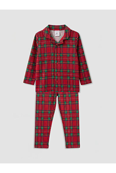 LC Waikiki Collared Neck Plaid Baby Girls' Pyjamas Set