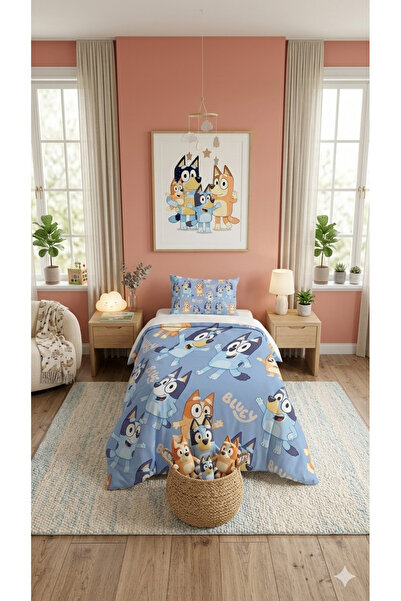 adenkahome Bluey Patterned Single Duvet Cover Set