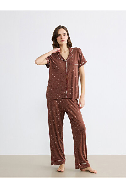 LC Waikiki Set de pijamale de damă cu guler și buline
