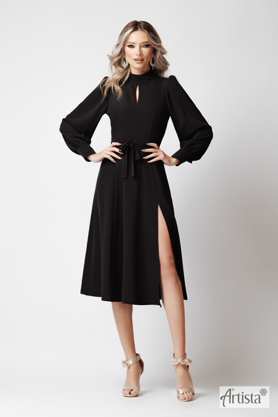 Artista Rochie midi elegantă cu talie marcată și slit frontal