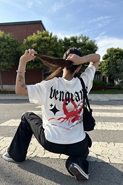 ZAVIXO Γυναικείο μπλουζάκι με στάμπα, oversized, 100% βαμβάκι, καθημερινό, κο...