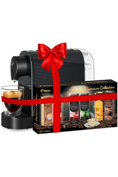 Tchibo CAFISSIMO Pure Plus Μαύρη μηχανή εσπρέσο με σετ 60 καψουλών Συλλογή Pr...
