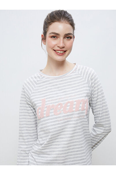 LC Waikiki Set de pijamale de damă brodate cu guler rotund
