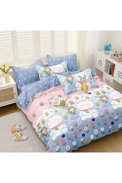 OEM Bed linen for double bed 2 people, 4 pieces, JHN, Satin cotton, AURA-0647