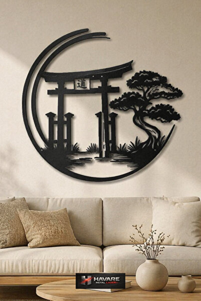 Japon Torii Kapısı Metal Duvar Dekoru – Modern Siyah Metal Tablo | Bahçe & İç Mekan Uyumlu