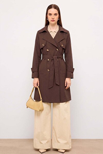 Olcay Καμπαρντίνα μεγάλου μεγέθους με λεπτομέρεια κάπας και μερική επένδυση Κ...