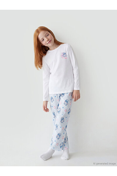 LC Waikiki Stitch Printed Girls Pyjama Set