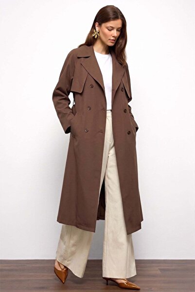 Olcay Καμπαρντίνα με λεπτομέρεια σε στυλ μανδύα, από μαλακό ύφασμα χωρίς φόδρ...