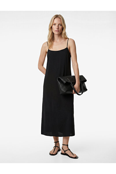 Koton Φόρεμα από ύφασμα Aerobin, μήκους midi, με λεπτές τιράντες και σατέν υφή