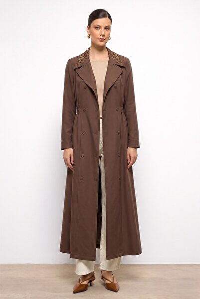 Olcay Μακριά καμπαρντίνα με λεπτομερή επεξεργασία, ελαστική μέση και χωρίς φό...