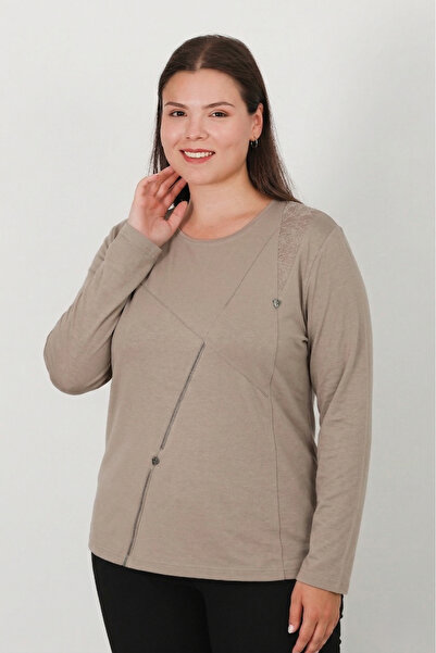 Lanze Υψηλής ποιότητας βαμβακερή μπλούζα με ελαστική δερμάτινη διακόσμηση 0800