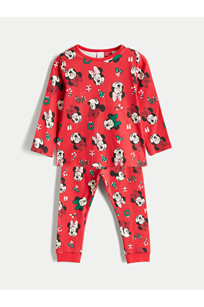 LC Waikiki Set de pijamale pentru fetițe, cu imprimeu Minnie Mouse și guler r...