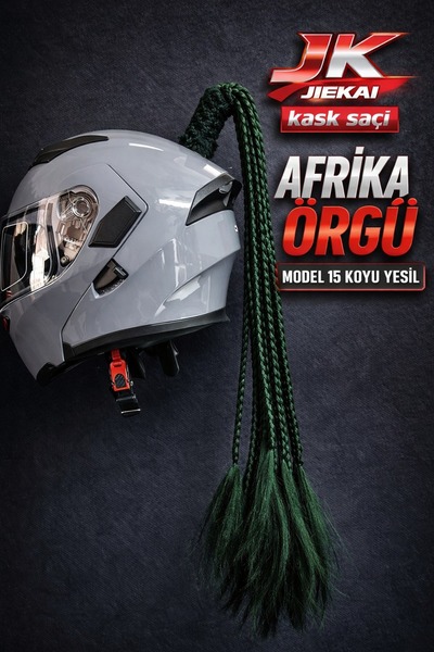 JK JİEKAİ KASK SAÇI KOYU YEŞİL RENK AFRİKA ÖRGÜ MODEL-15