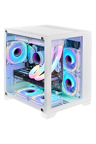 1ST PLAYER Gaming MV5, ARGB, Cube-Tower, M-ATX\ITX, fara sursa, culoare alba