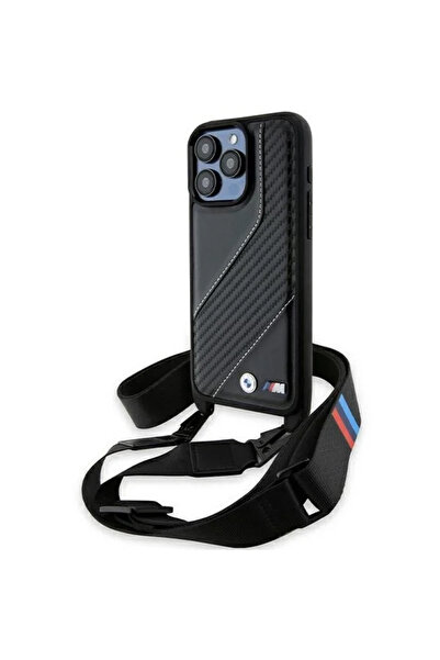 BMW M Edition Carbon Stripe & Strap case for iPhone 15 Pro Max - black