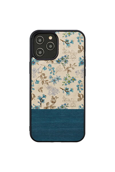 Other Husa MAN&WOOD pentru iPhone 12/12 Pro, cu floare albastră, neagră