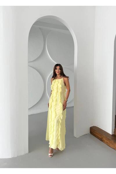 rengamoda Γυναικείο φόρεμα Maxiboy από ύφασμα μεταξοστοιχείων Λεπτομέρεια με ...