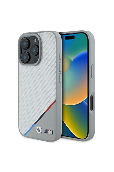 BMW iPhone 16 Pro - Husă din piele M Carbon Tricolor Line MagSafe (BMHMP16L23...