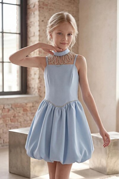 BUTİKHAPPYKİDS Βραδινό φόρεμα για κορίτσια BebeBlue με λεπτομέρεια στο λαιμό ...