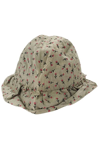 bebegen Pălărie Fedora cu model de lalele kaki fucsia pentru fete 4-8 ani