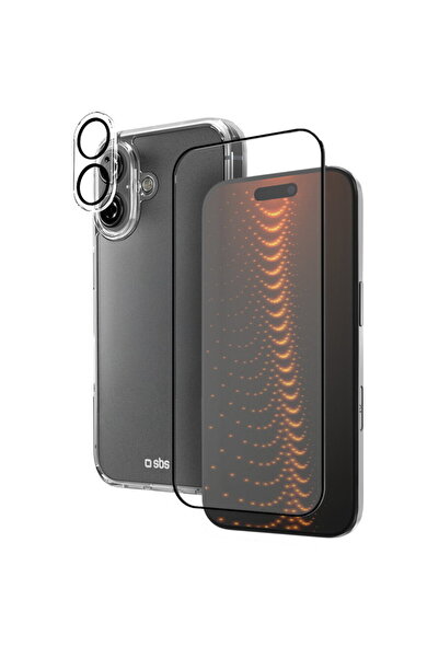 SBS set with D3O technology for iPhone 16 - case + glass screen and camera pr...