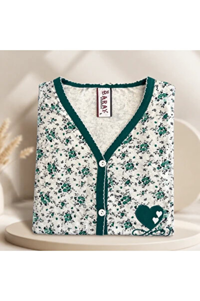Baray Women's Pajamas with Floral Print and Buttons - Daily Comfort Size L