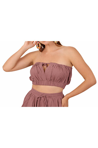 Yena Tekstil Şile Bezi Strapless Bustier Elastic Crop Top