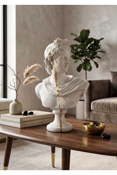 Mirsa Global Dekoratif Apollo Büst Biblo – Antik Yunan Heykel Tarzı, Biblo Be...
