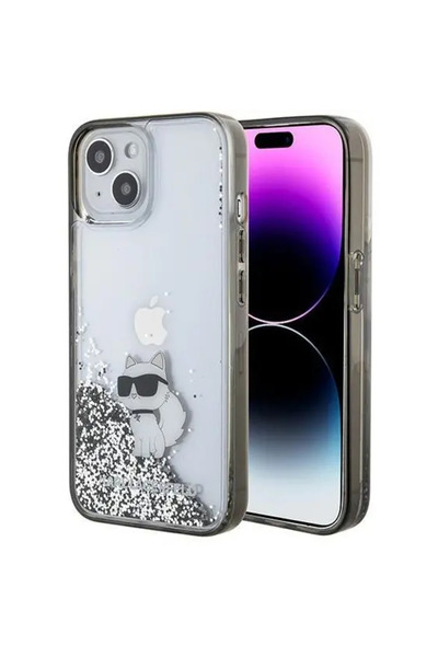 Karl Lagerfeld Liquid Glitter Choupette case for iPhone 15 - transparent