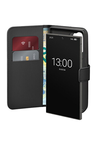 Puro Husă din piele pentru Samsung Galaxy S26 Ultra cu portofel - Negru