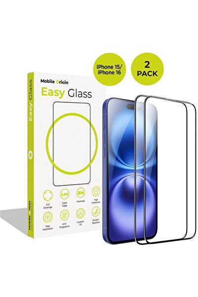 Mobile Origin EasyGlass iPhone 15/iPhone 16, pachet de 2