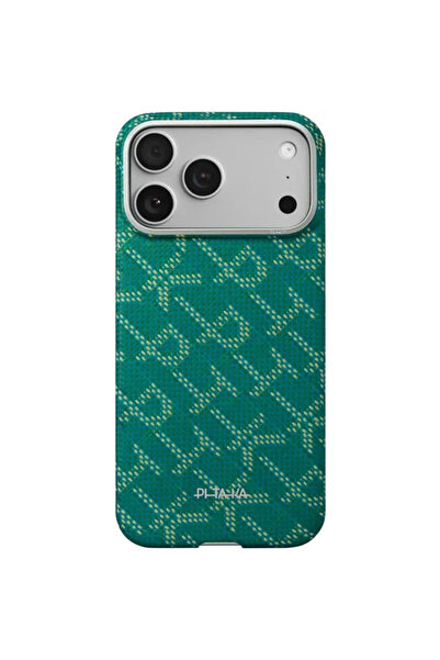 PITAKA Husa iPhone 17 Pro Max, Ultra-subțire, PitaTap ™ Monogramă-Auriu/Verde
