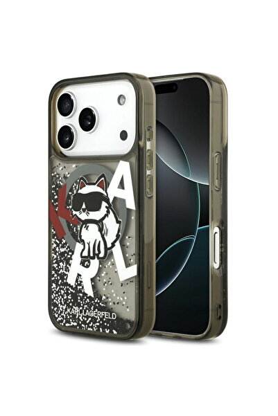 Karl Lagerfeld Θήκη για iPhone 17 Pro - Υγρό Γκλίτερ με Λογότυπο Choupette Ma...