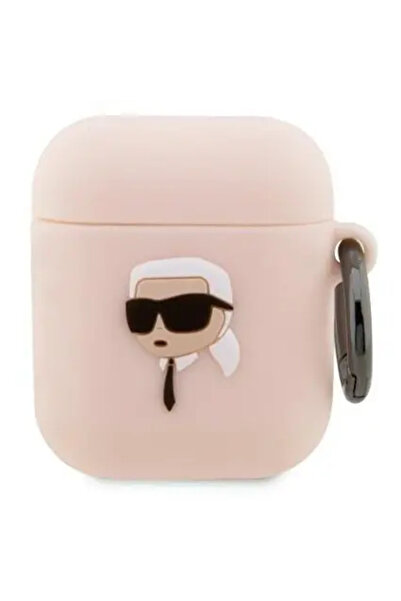 Karl Lagerfeld KLA2RUNIKP Θήκη AirPods 1/2 ροζ/ροζ Σιλικόνης Κεφάλι Καρλ 3D