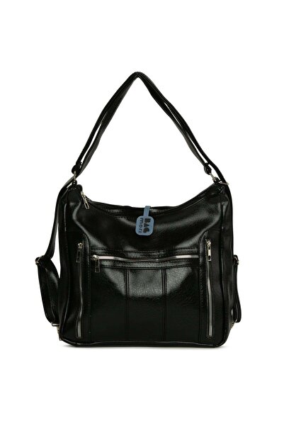 Bagmori Μαύρο γυναικείο σακίδιο πλάτης με όρθιο φερμουάρ, πολλές θήκες, χαλαρ...