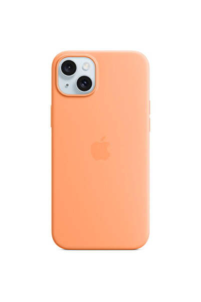 Apple Silicone Case with MagSafe pentru iPhone 15 Plus, Orange Sorbet