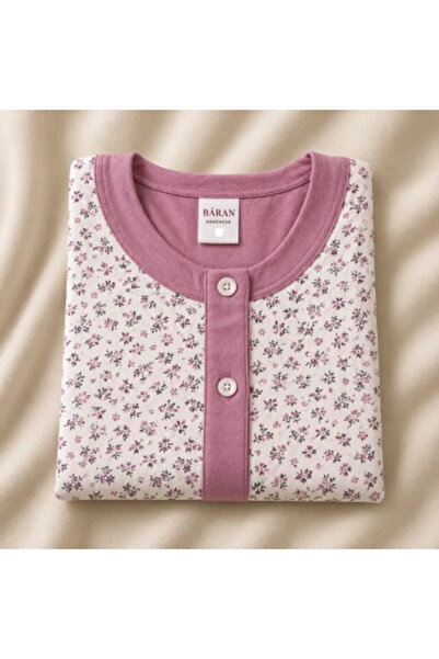 BARAN Women's Pajamas with Floral Print and Buttons - Daily Comfort Size XL