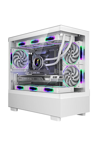 1ST PLAYER Gaming MI5, ARGB, Middle-Tower, M-ATX/ITX, fara sursa, culoare alba