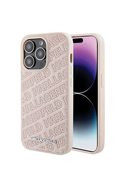 Karl Lagerfeld Quilted K Pattern case for iPhone 15 Pro Max - pink