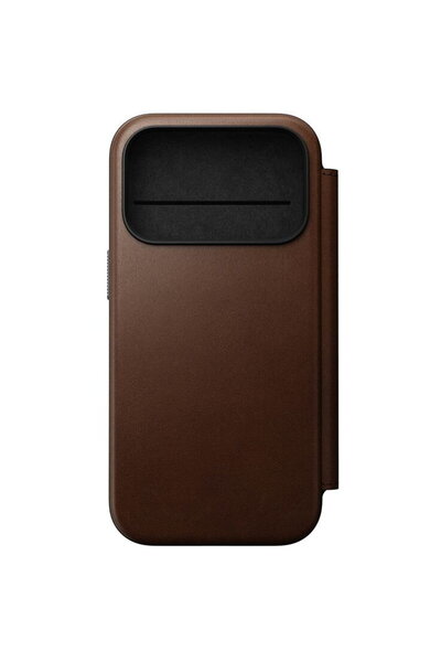 Nomad Husa Modernă din Piele tip Folio, maro - iPhone 17 Pro