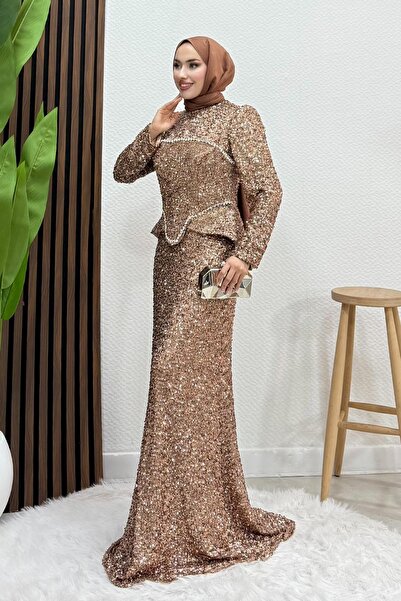 GİYZAMİLA Florence Parla Abiye Kahve