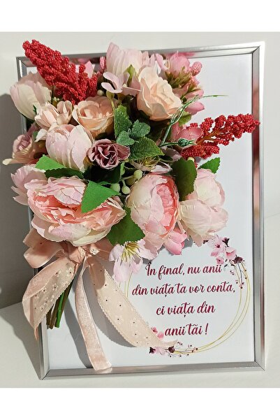 Pasiunea Florilor Κορνίζα φωτογραφίας με μήνυμα και ροζ παιώνιες