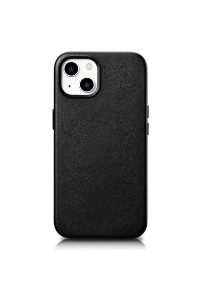 ICARER Калъф Husa Case от естествена кожа за iPhone 14 Plus, черен (съвместим...
