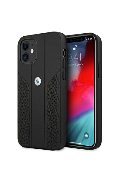 BMW Husă BMHCP12SRSPPK iPhone 12 mini 5,4 " Negru, rigidă, din piele, cu desi...