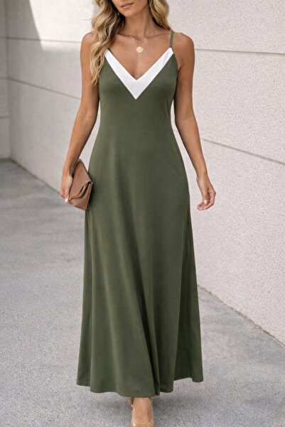 Wear Up Γυναικείο φόρεμα με κορδόνια και κοφτερό λαιμόκοψη V, μακρύ Βισκόζη