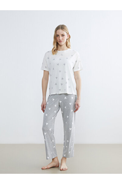 LC Waikiki Pantaloni de pijama de damă cu talie elastică și model cu inimioare