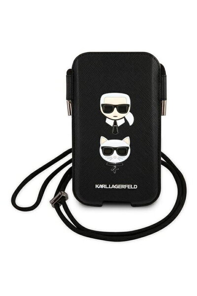Karl Lagerfeld Husa Universala S/M Karl&amp;Choupette Head Saffiano cu snur, ...